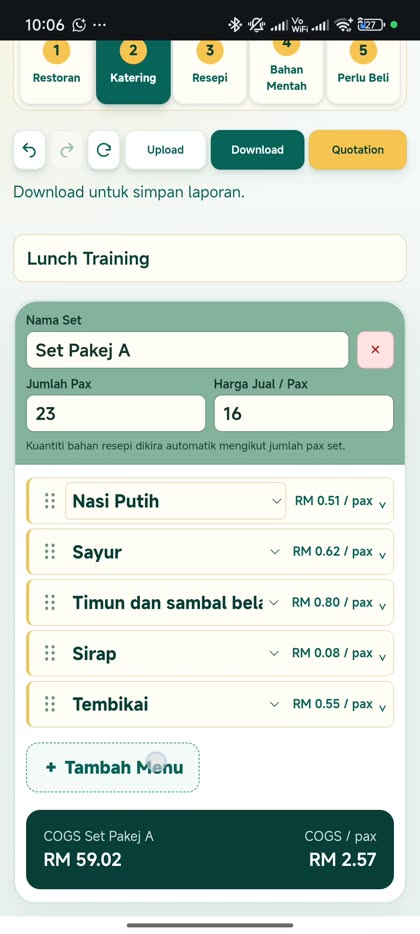 Paparan sebenar: Pakej catering